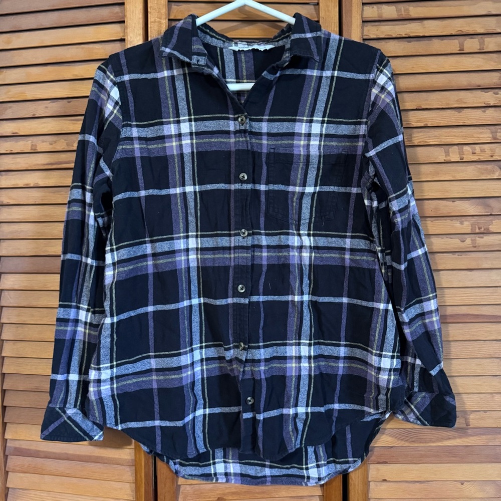 Sonoma Black and Purple Plaid Shirt